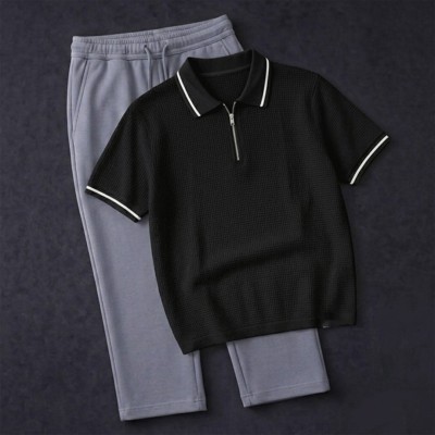 𝗪𝗮𝗳𝗳𝗹𝗲 𝗭𝗶𝗽𝗽𝗲𝗿 𝗣𝗼𝗹𝗼 𝗦𝗲𝘁 ( black & ash)