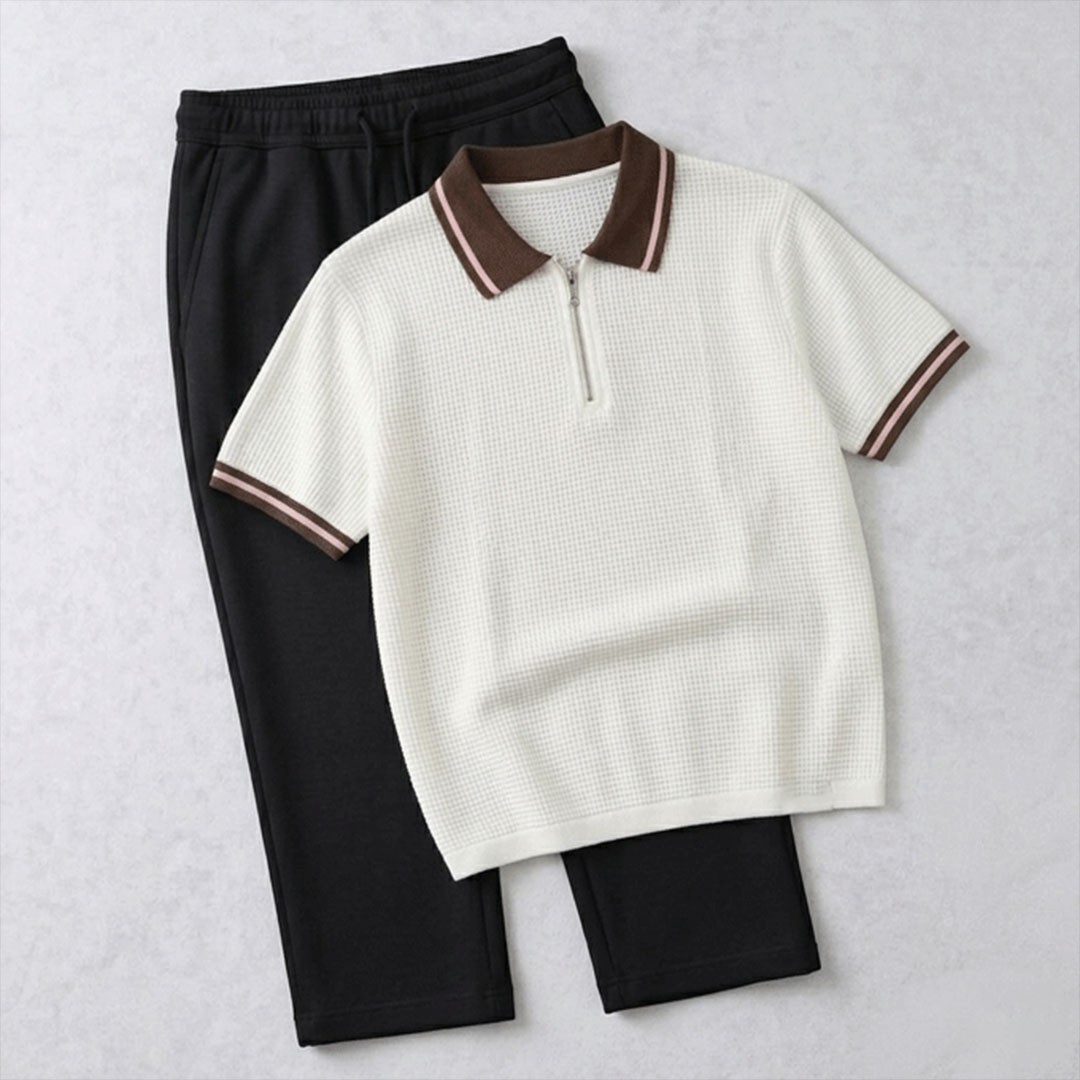 𝗪𝗮𝗳𝗳𝗹𝗲 𝗭𝗶𝗽𝗽𝗲𝗿 𝗣𝗼𝗹𝗼 𝗦𝗲𝘁 ( white & Black)