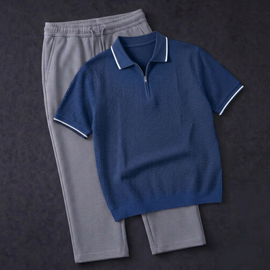 𝗪𝗮𝗳𝗳𝗹𝗲 𝗭𝗶𝗽𝗽𝗲𝗿 𝗣𝗼𝗹𝗼 𝗦𝗲𝘁 ( Navy & ASH)
