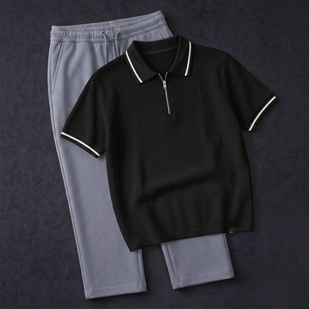 𝗪𝗮𝗳𝗳𝗹𝗲 𝗭𝗶𝗽𝗽𝗲𝗿 𝗣𝗼𝗹𝗼 𝗦𝗲𝘁 ( black & ash)
